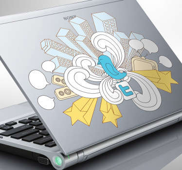 Skin adesiva portatile città Twitter - TenStickers