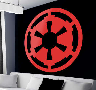 Logotipo característico en adhesivo monocolor de los integrantes del lado oscuro en la saga de Star Wars.