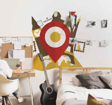 宛先マップポイントウォールステッカー - TENSTICKERS