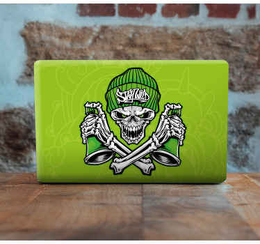 Schedel met gekruiste botten laptop sticker - TenStickers