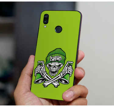 Skull with hat huawei sticker - TenStickers