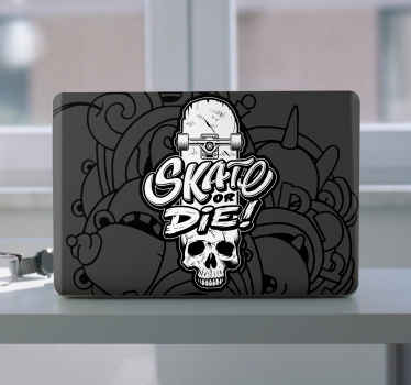 Skateboard Skull Illustration laptop skin - TenStickers