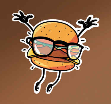 Hambúrguer de queijo com vinil autocolante decorativo urbano dos desenhos animados de graffiti de óculos de sol para os amantes do produtofunky e cômico. é autocolante, capaz de aderir a qualquer superfície plana.