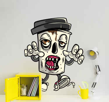 Coffee zombie graffiti character urban  decal - TenStickers