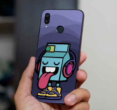 Robot sticking out tongue huawei sticker - TenStickers