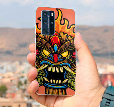 Sticker huawei Fuego tiki máscara dibujos animados graffiti - TenVinilo