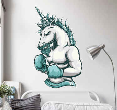Boxing Unicorn Illustration dinosaur wall sticker - TenStickers