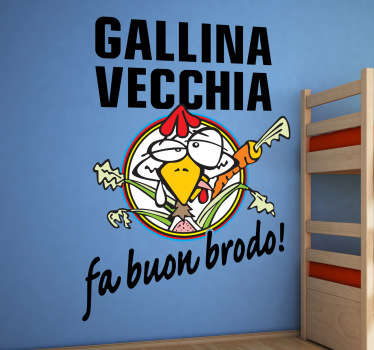 Simpatico adesivo murale che raffigura l'ironica illustrazione dedicata al campionissimo di Moto GP.