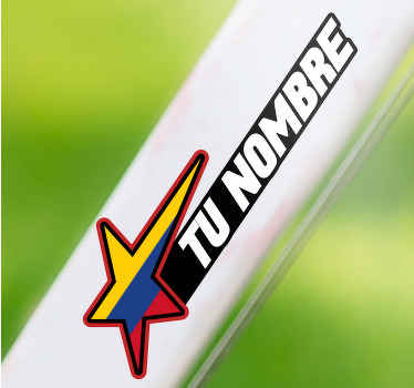 Vinilo bici Bandera de colombia y nombre personalizado - TenVinilo