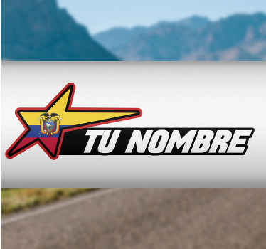 Vinilo bici Bandera de ecuador y nombre personalizado - TenVinilo