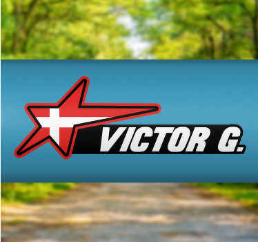 Dansk flag og brugerdefineret navn cykel navn klistermærk - TenStickers