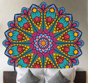 Vinilo floral mandala botánico vibrante - TenVinilo