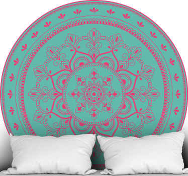 Mandala motif illustration headboard wall sticker - TenStickers