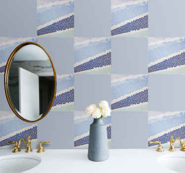 Blue small irregular bathroom tile sticker - TenStickers