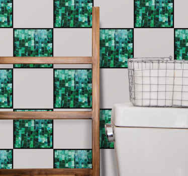 Gradient green mosaic bathroom tile sticker - TenStickers