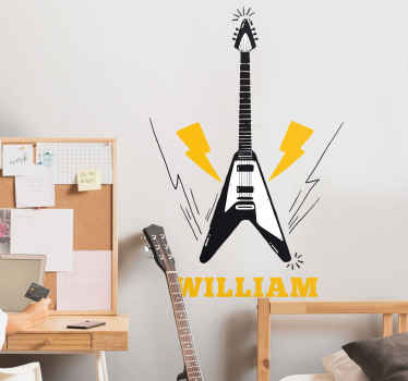 Electric guitar with name rock sticker - TenStickers
