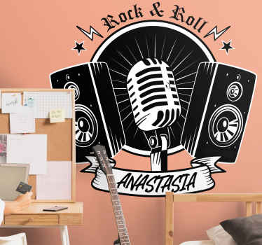 Sticker micro noir et haut-parleurs avec nom - TenStickers