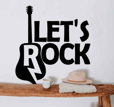 Vinilo dormitorio Texto y guitarra de música rock - TenVinilo