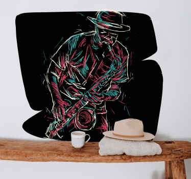 Abstract jazz saxophone player wall sticker - TenStickers