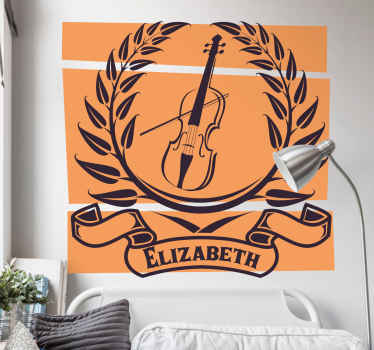 Violin symbol with name wall  decal for bedroom - TenStickers