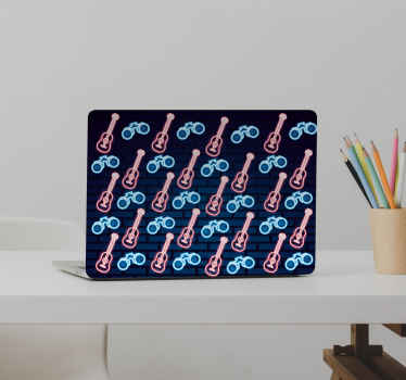 ネオンスタイルのラップトップスキンのギターパターン - TENSTICKERS