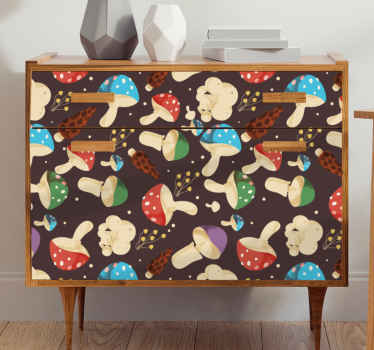 Autocolantes para móveis Padrão de cogumelos multicoloridos - TenStickers