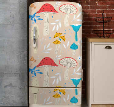 Autocolante para frigorífico Cogumelos clássicos fundo bege - TenStickers