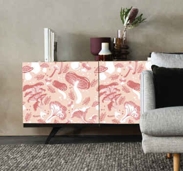 Autocolantes para móveis Cogumelos da floresta em fundo bege - TenStickers