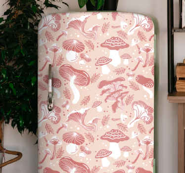 Forest mushrooms on beige fridge sticker - TenStickers