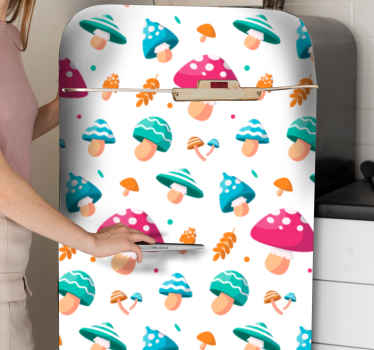 Värikäs sienikuvio jääkaappitarra - Tenstickers