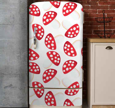 Sticker frigo champignons rouges fond blanc - TenStickers