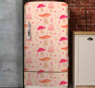 Happy classical mushrooms fridge sticker - TenStickers