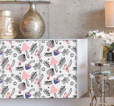 Sticker Meuble Champignons et fleurs classiques - TenStickers