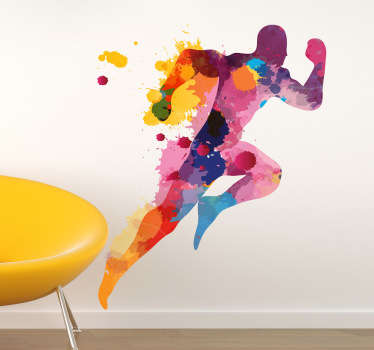 Paint splash runner sports athletic wall sticker - TenStickers