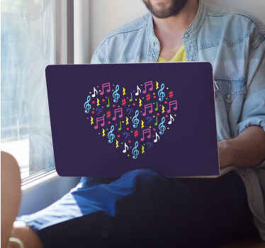 Sticker pour ordinateur notes de cœur colorées - TenStickers