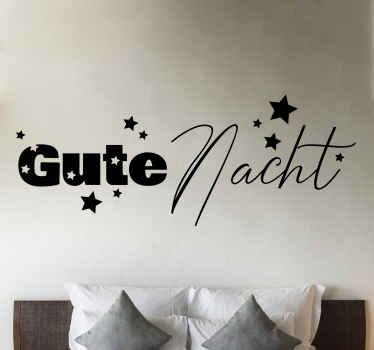 Wandtattoo Bett Einfarbiger gute-nacht-text mit sternen - TenStickers