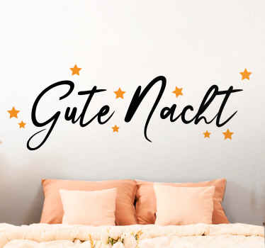 Wandtattoo Bett Gute-nacht-text mit gelben sternen - TenStickers