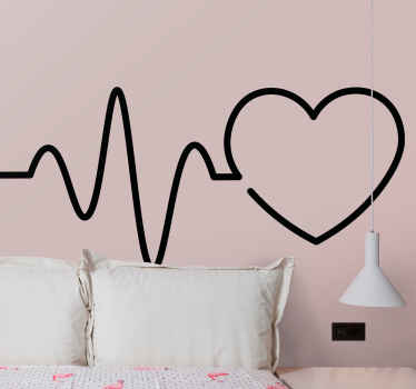 Vinilo cabecero Electrocardiograma monocolor con corazón - TenVinilo