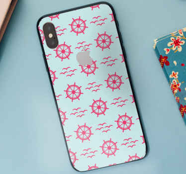 αυτοκόλλητο για ναυτικό τιμόνι σε μοτίβο chevron iphone - TenStickers