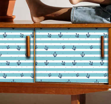 Horgony csíkos mintás bútor matrica - TenStickers