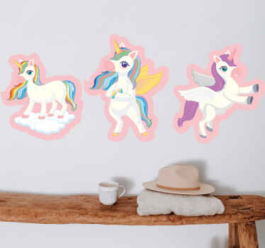 Different unicorn hair illustration decal - TenStickers