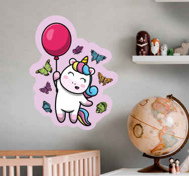 Adesivo murale bambini unicorno giocoso con palloncino - TenStickers