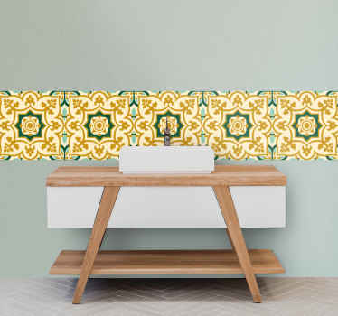 Geometric floral motif tile sticker - TenStickers