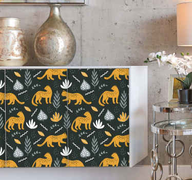 Leopard walk dark background furniture decal - TenStickers