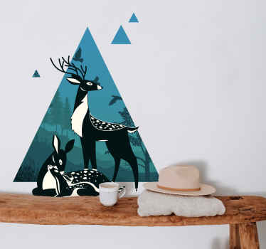 Family deer with landscape animal wall sticker - TenStickers
