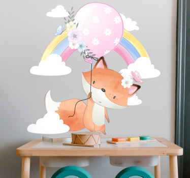 Sticker chambre enfant ballon renard ludique - TenStickers