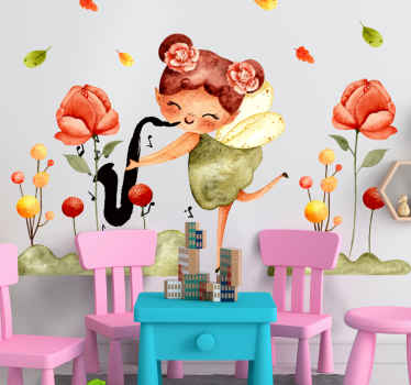 Tündér szaxofonnal és növényi matricákkal - TenStickers