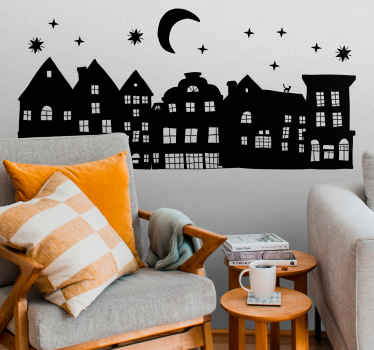 Aufkleber Flämische häuser in sternenklarer nacht - TenStickers