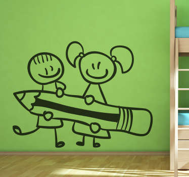 Adesivo bambini alunni con matita - TenStickers