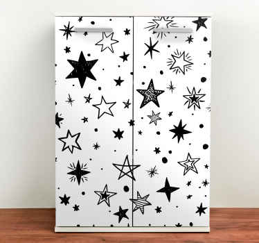 Naljepnica sa bijelim namještajem sa uzorkom crne zvijezde - TenStickers